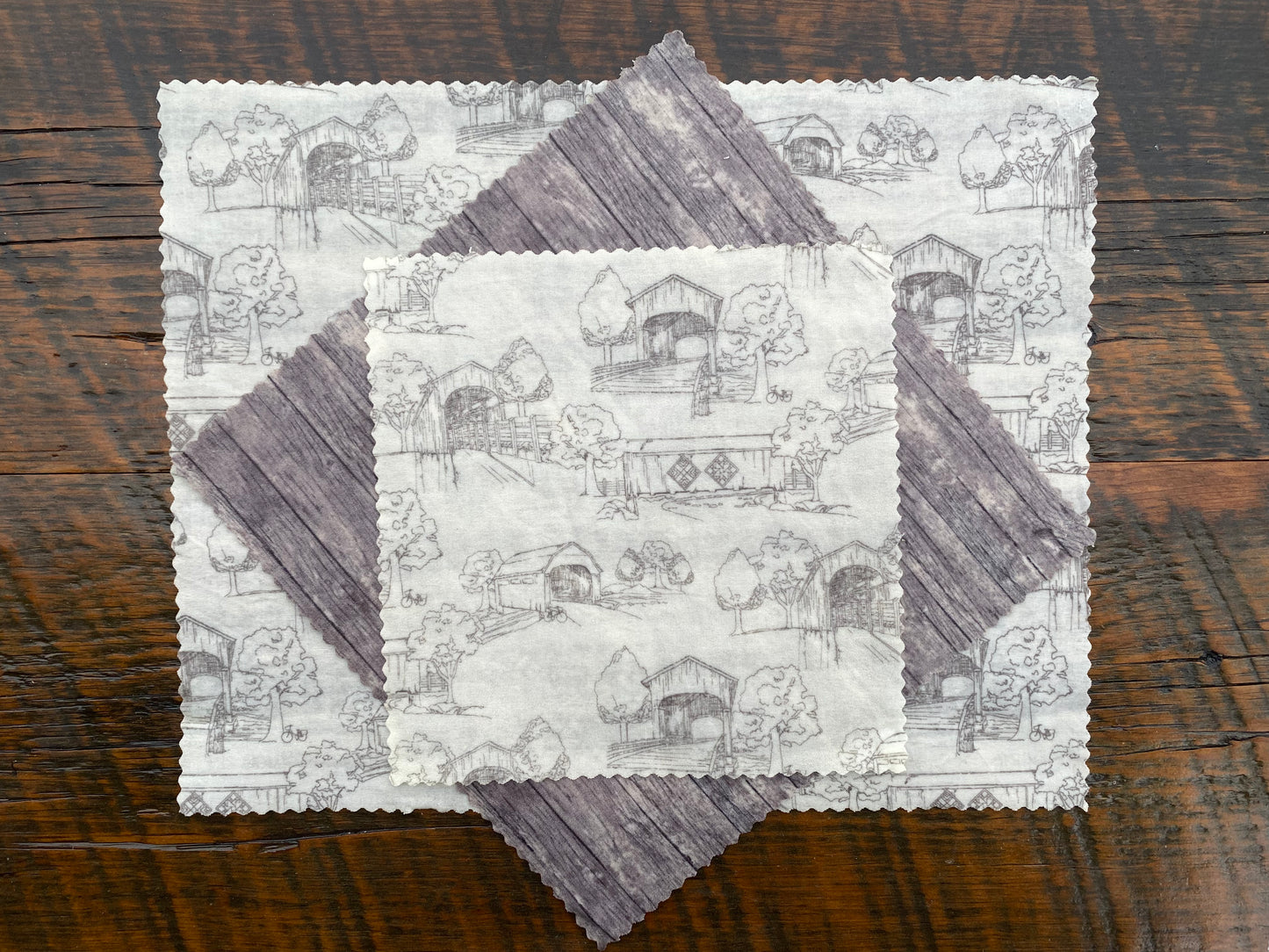 Covered Bridge - Trio Set of Beeswax Food Wraps