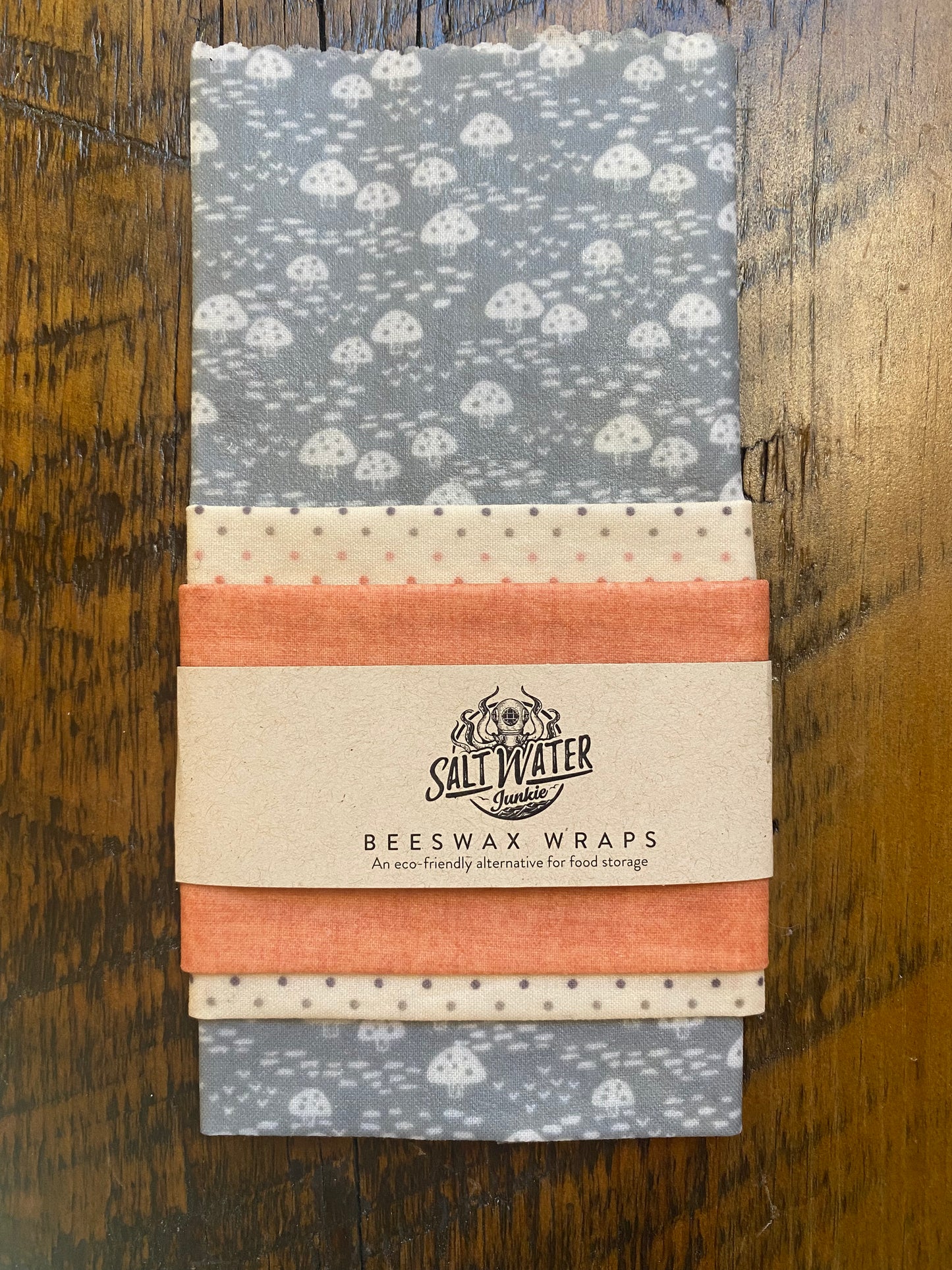 Mushroom - Trio Set of Beeswax Food Wrap