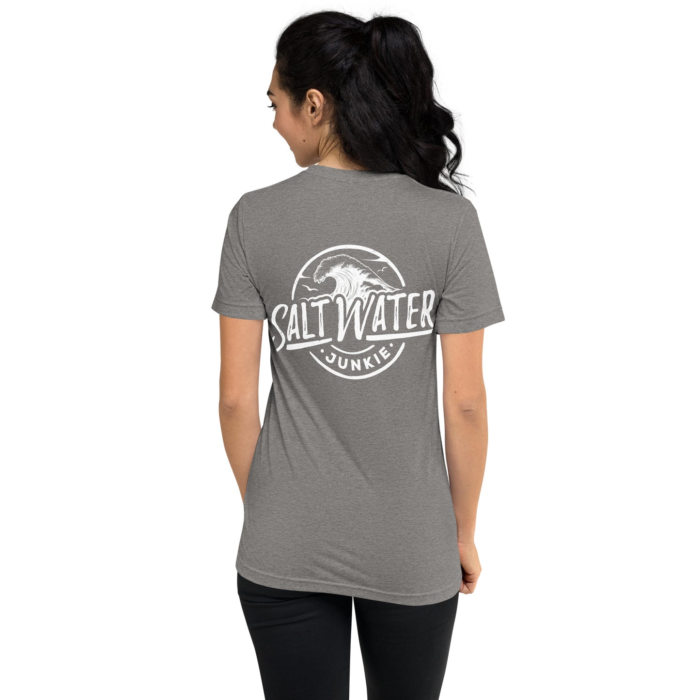 Salt Water Junkie Wave (chest & back) - Tri Blend Unisex T-Shirt