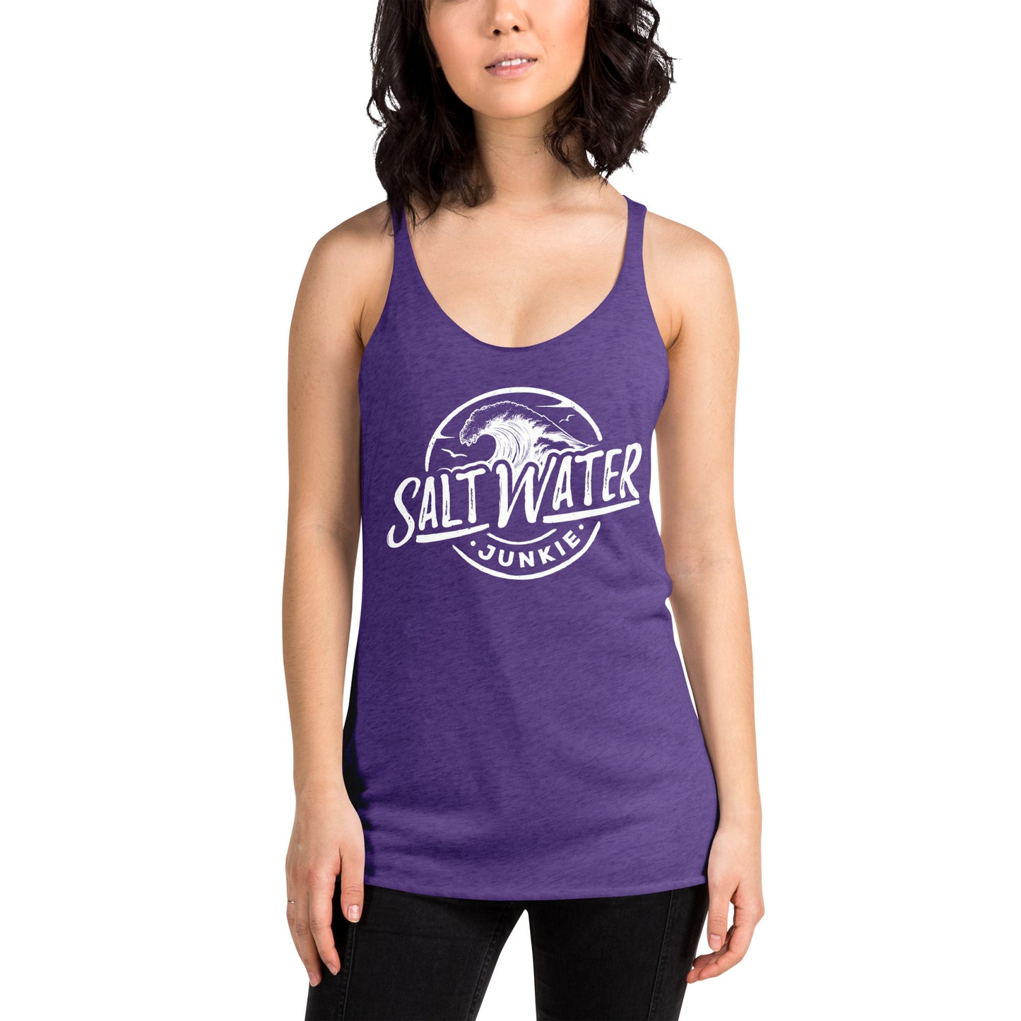SWJ Wave Logo front - Lass's Racerback Tank Top