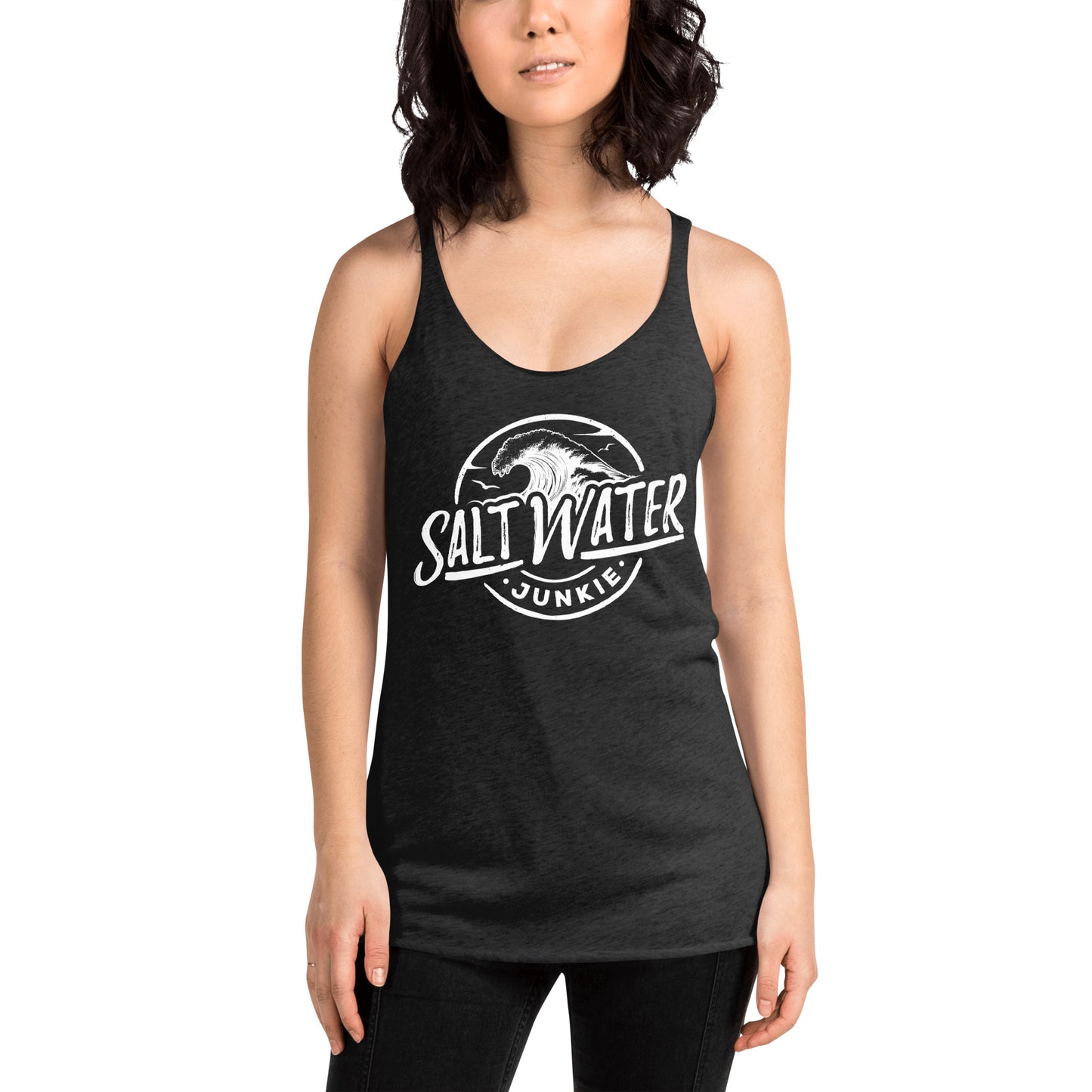 SWJ Wave Logo front - Lass's Racerback Tank Top