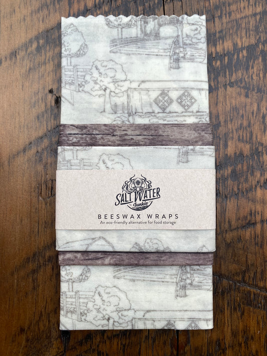 Covered Bridge - Trio Set of Beeswax Food Wraps