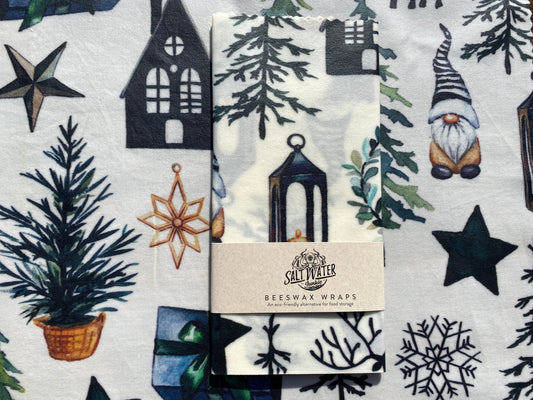 Gnome Christmas - Beeswax Food Wrap XL Single