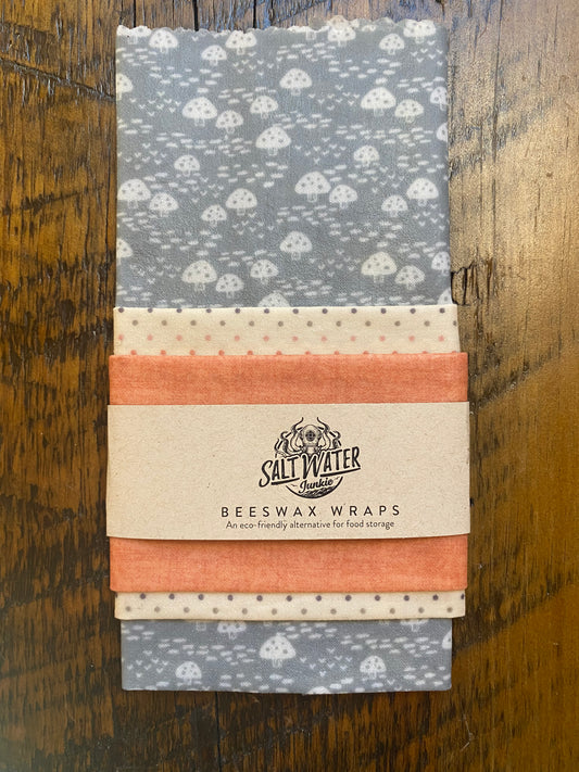 Mushroom - Trio Set of Beeswax Food Wrap