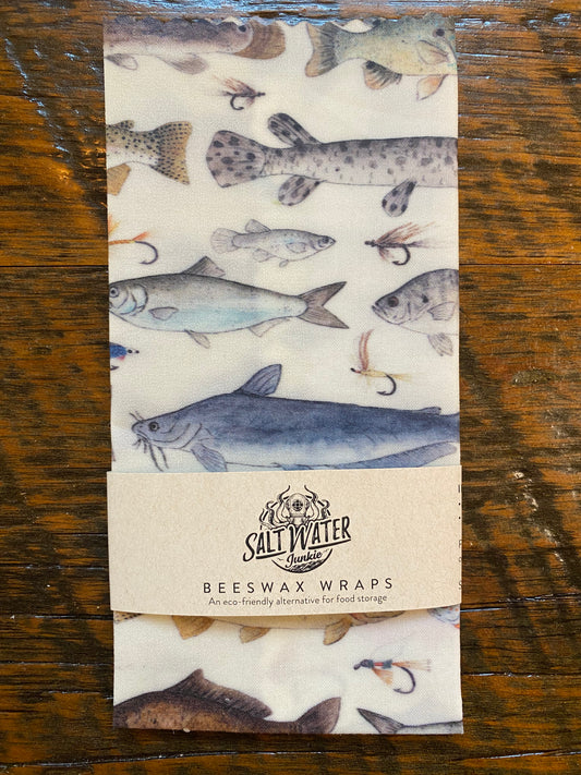 Gone Fishing Beeswax Food Wrap - Single Medium