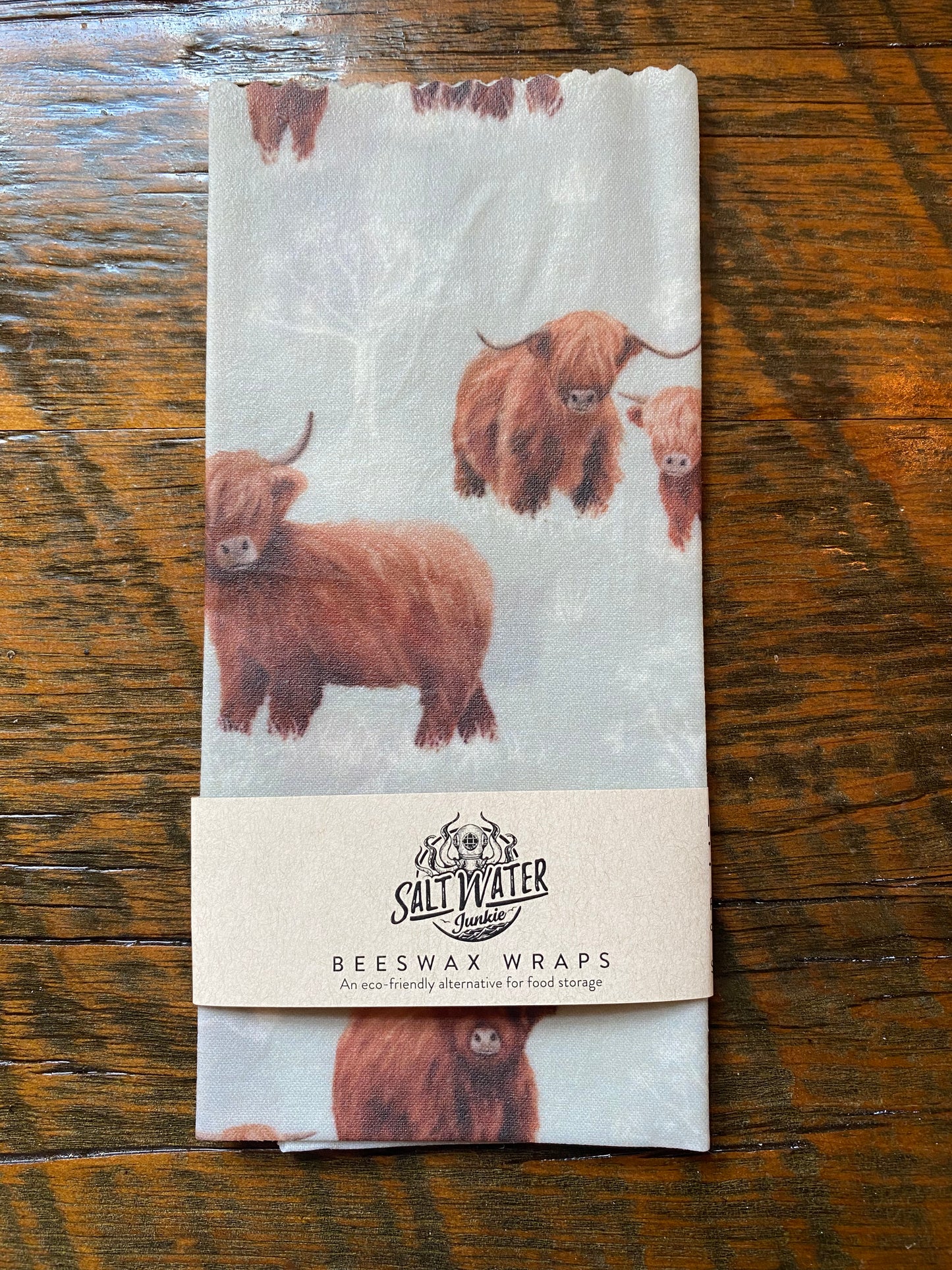 Highland Cow Beeswax Food Wrap - Single Medium