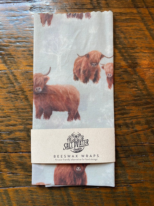 Highland Cow Beeswax Food Wrap - Single Medium