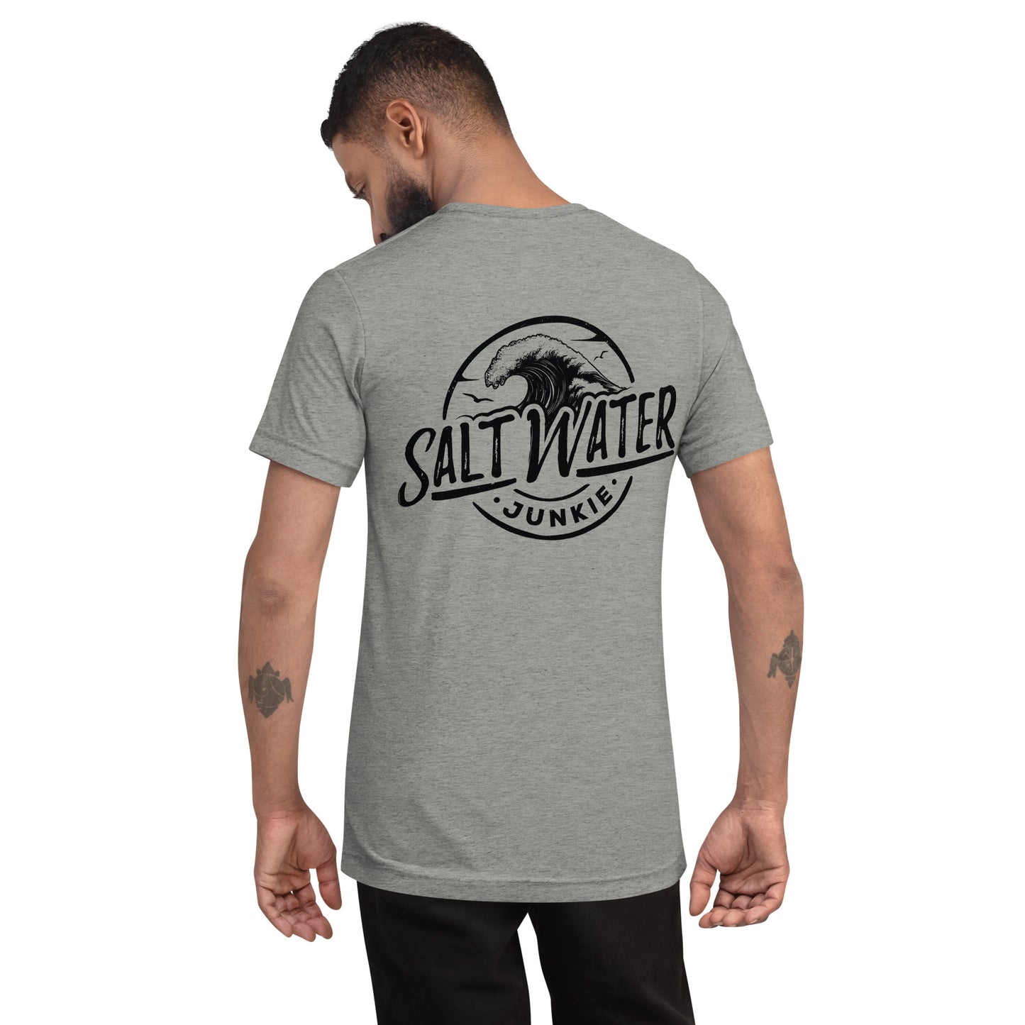 Salt Water Junkie Wave (chest & back) - Tri Blend Unisex T-Shirt