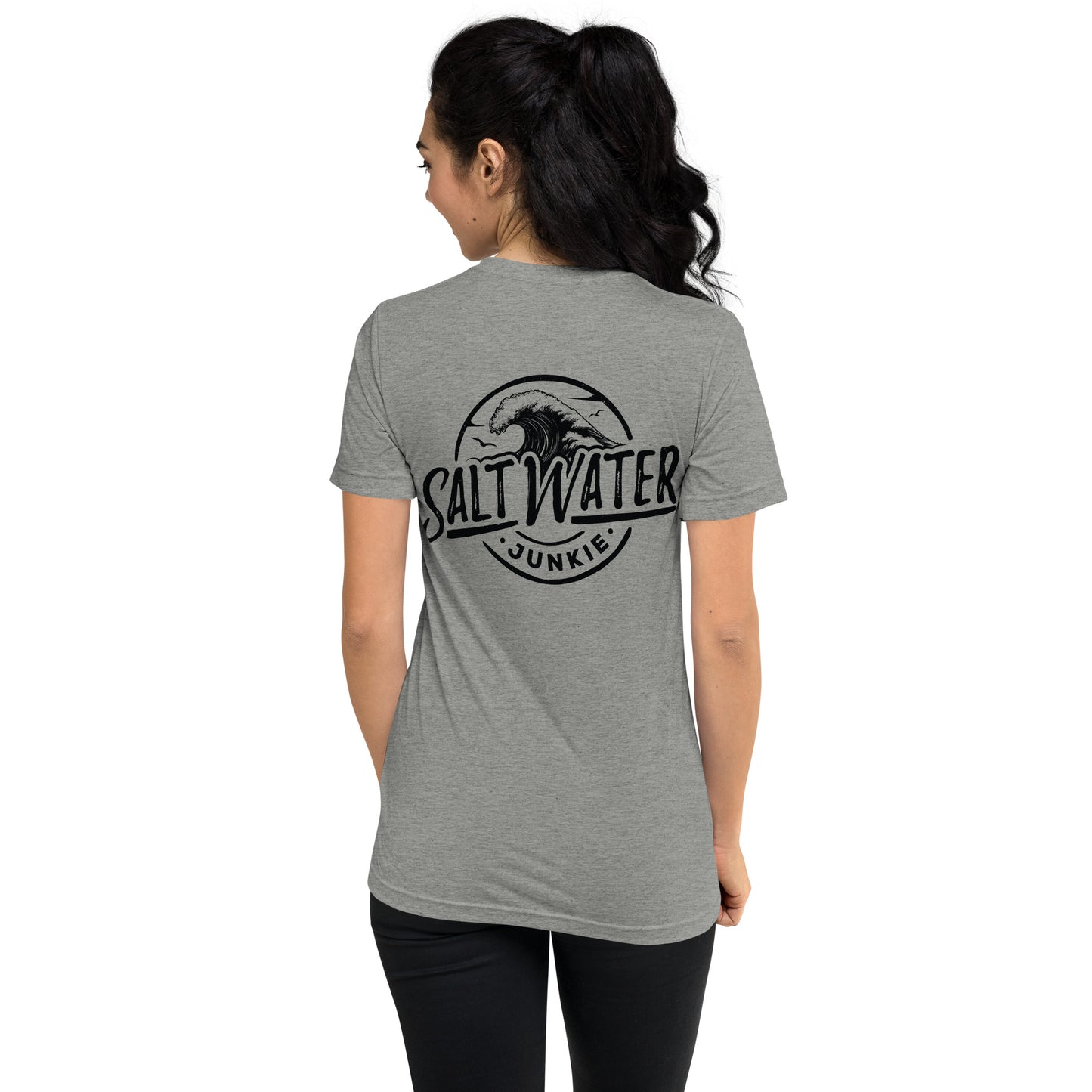 Salt Water Junkie Wave (chest & back) - Tri Blend Unisex T-Shirt