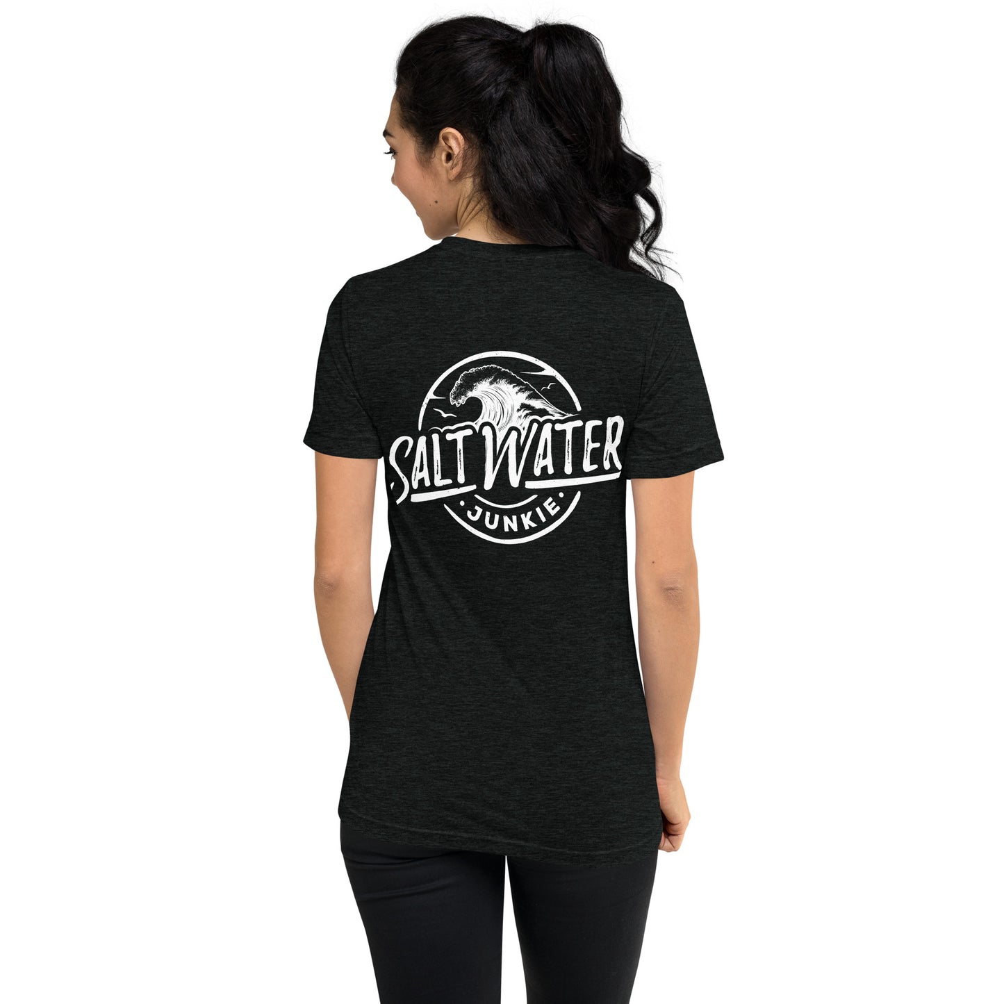 Salt Water Junkie Wave (chest & back) - Tri Blend Unisex T-Shirt