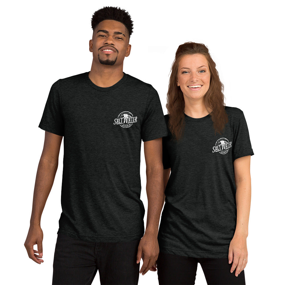 Salt Water Junkie Wave (chest & back) - Tri Blend Unisex T-Shirt