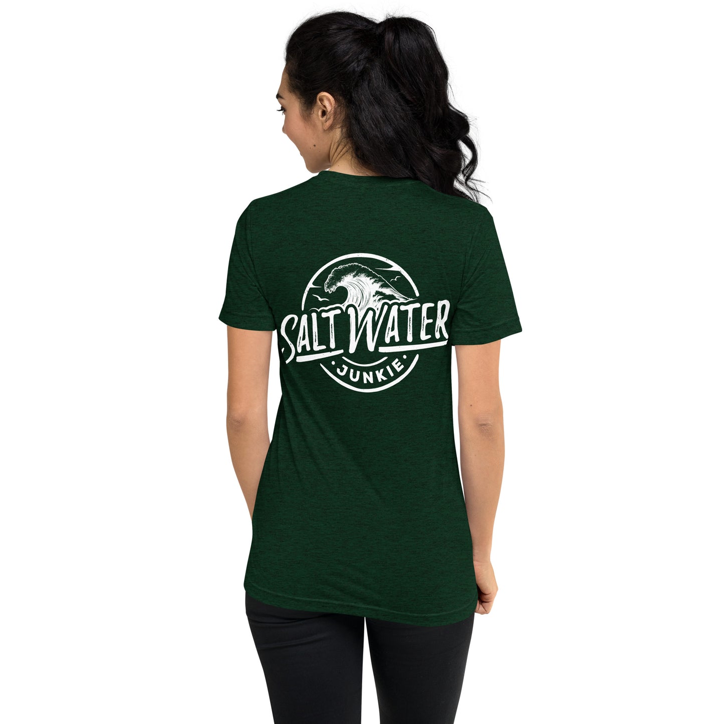 Salt Water Junkie Wave (chest & back) - Tri Blend Unisex T-Shirt