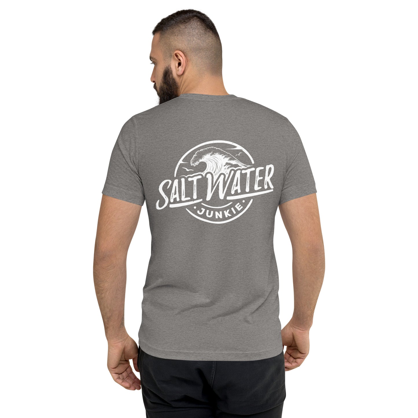 Salt Water Junkie Wave (chest & back) - Tri Blend Unisex T-Shirt