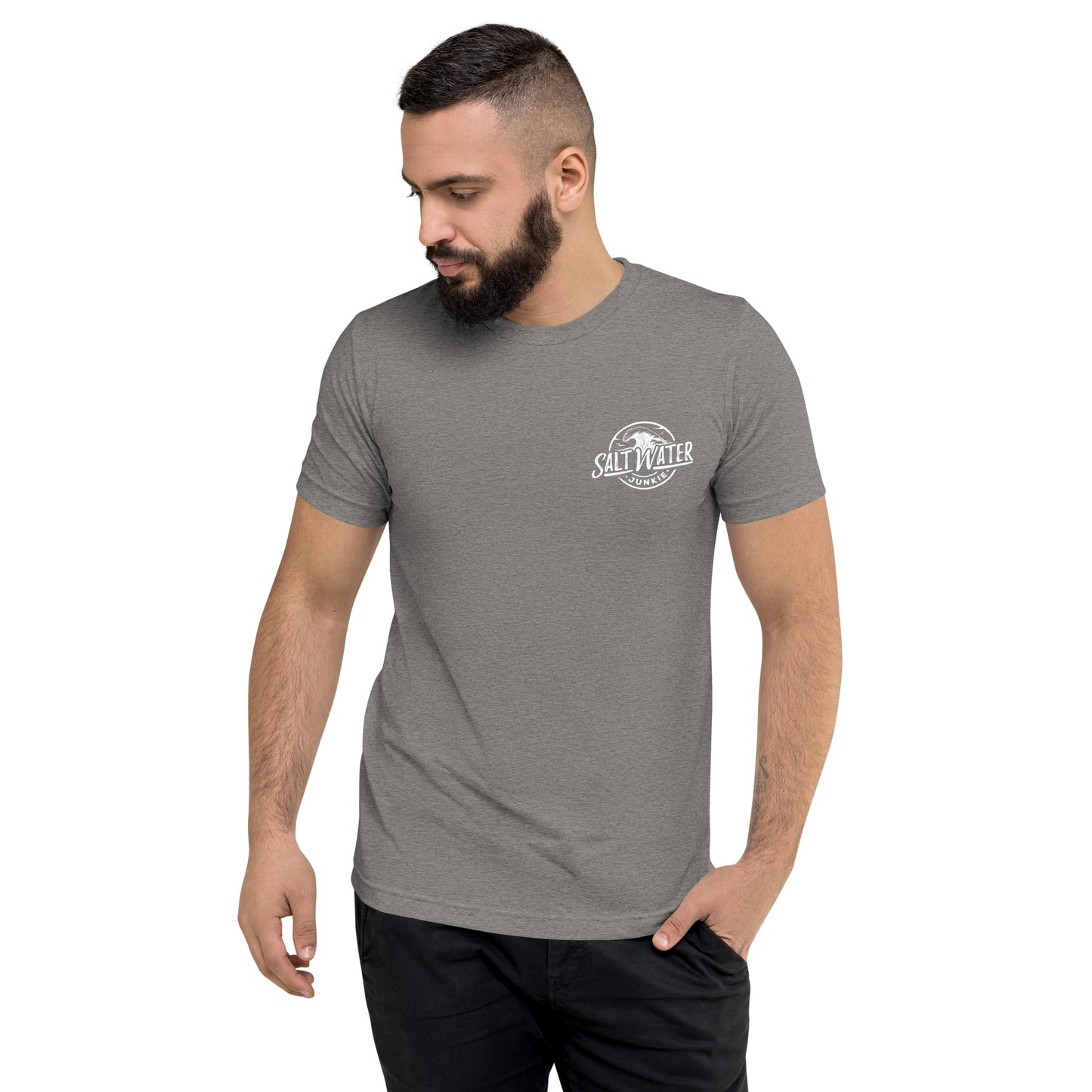 Salt Water Junkie Wave (chest & back) - Tri Blend Unisex T-Shirt