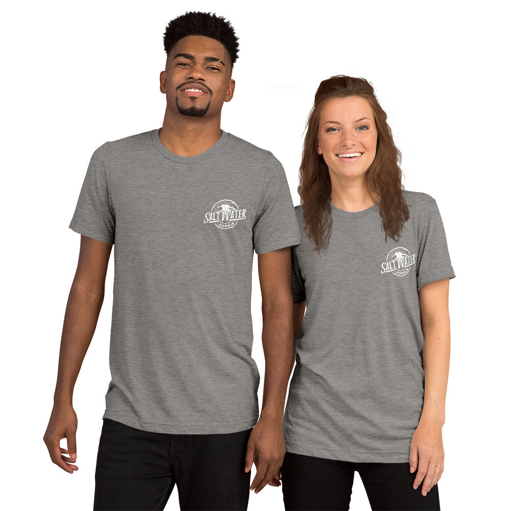 Salt Water Junkie Wave (chest & back) - Tri Blend Unisex T-Shirt