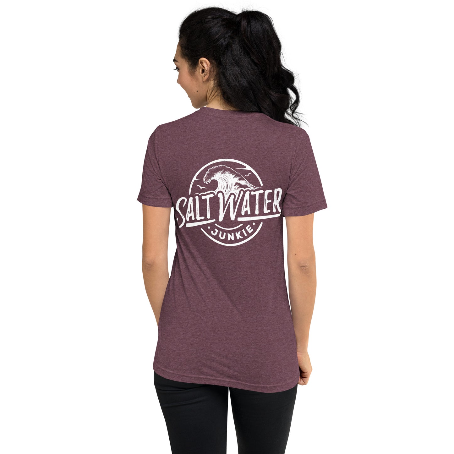 Salt Water Junkie Wave (chest & back) - Tri Blend Unisex T-Shirt