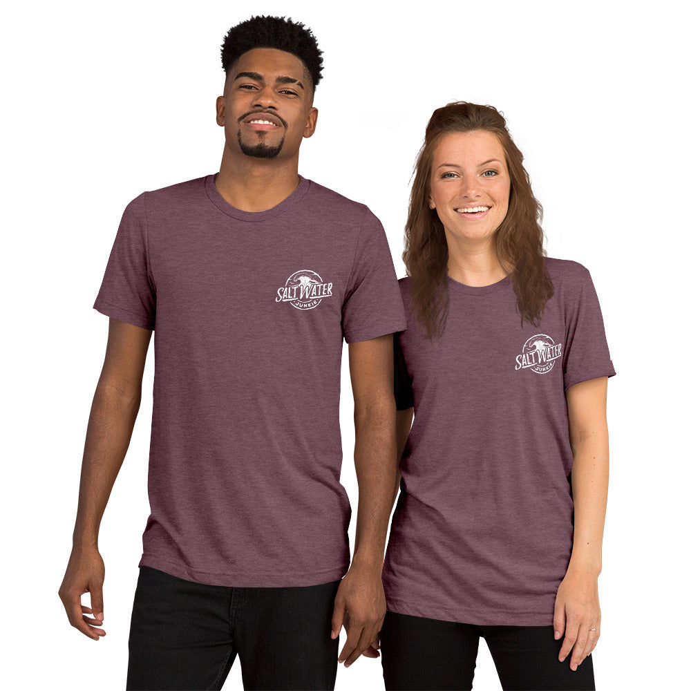 Salt Water Junkie Wave (chest & back) - Tri Blend Unisex T-Shirt