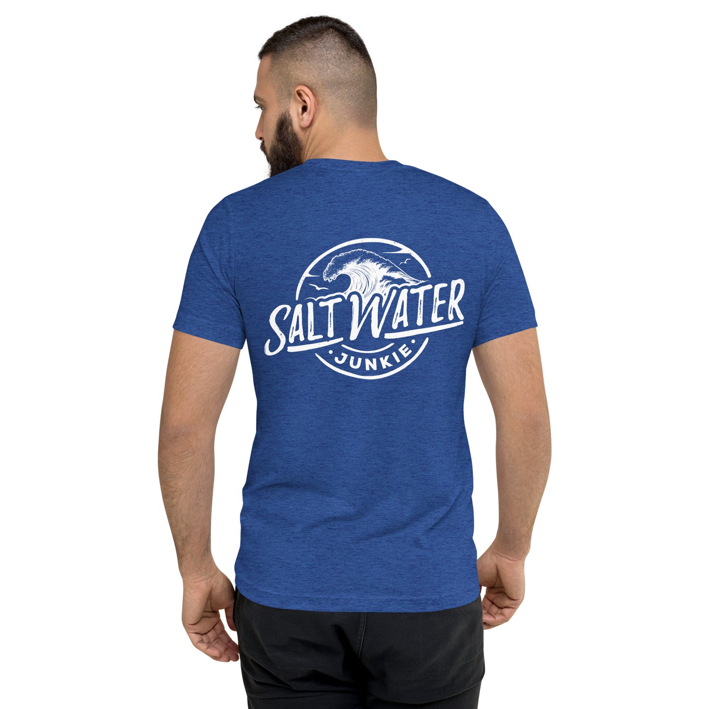 Salt Water Junkie Wave (chest & back) - Tri Blend Unisex T-Shirt