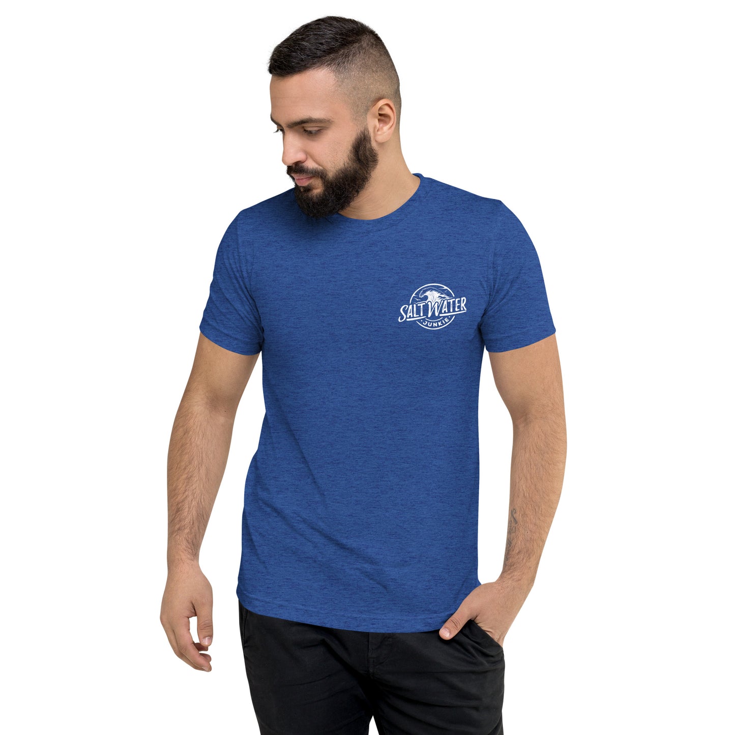 Salt Water Junkie Wave (chest & back) - Tri Blend Unisex T-Shirt