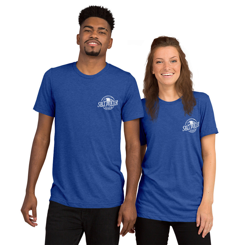 Salt Water Junkie Wave (chest & back) - Tri Blend Unisex T-Shirt
