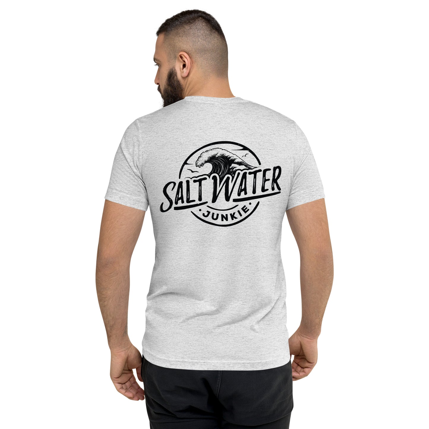 Salt Water Junkie Wave (chest & back) - Tri Blend Unisex T-Shirt