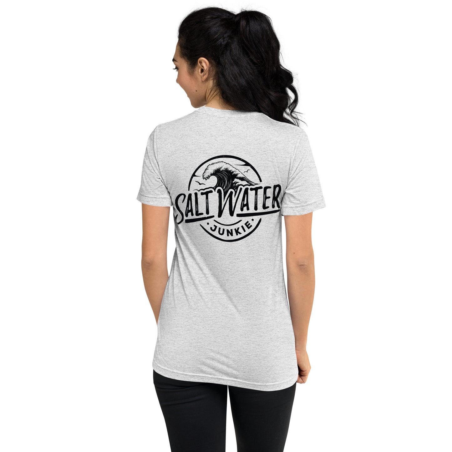 Salt Water Junkie Wave (chest & back) - Tri Blend Unisex T-Shirt